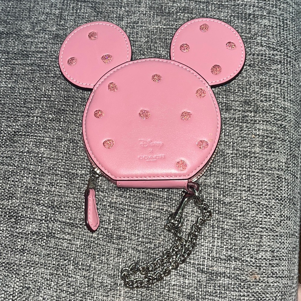 Pink Minnie Mouse x Coach mini coin purse